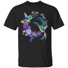 Faith Hope Love T-Shirt Birds Flowers Vintage Graphic Tee For Men Women Gift For Christian - Zadago