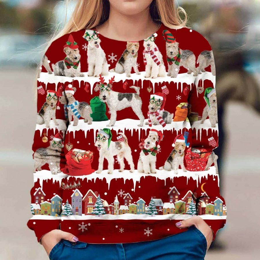 Wire Fox Terrier Ugly Christmas Sweater Merry Christmas Sweatshirt Winter Gifts For Couples - Zadago