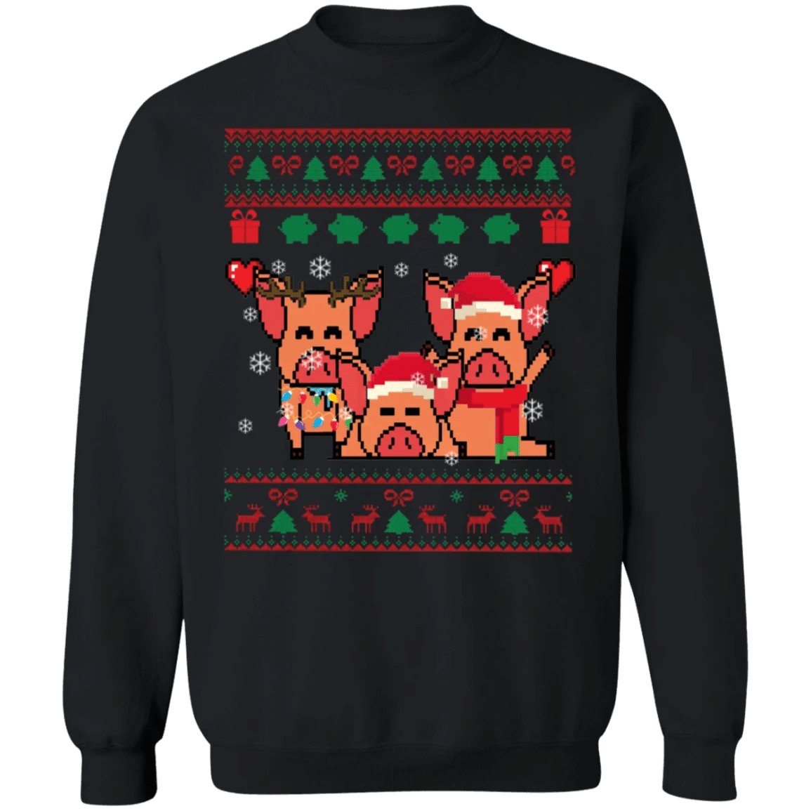Pig Santa Merry Christmas Sweater Happy Holiday Farm Animals Sweatshirt Xmas Unisex Clothes - Zadago
