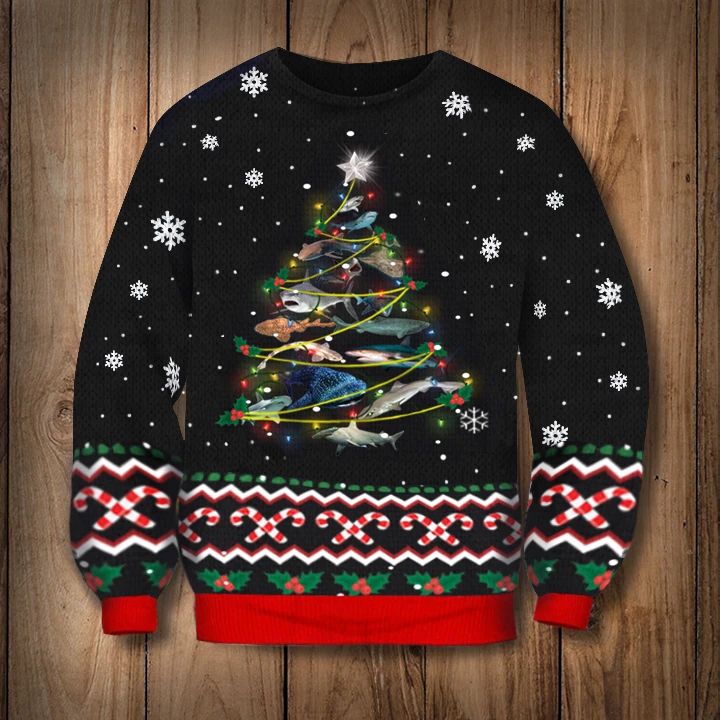 Shark Christmas Tree Sweatshirt Ugly Christmas Sweater - Zadago