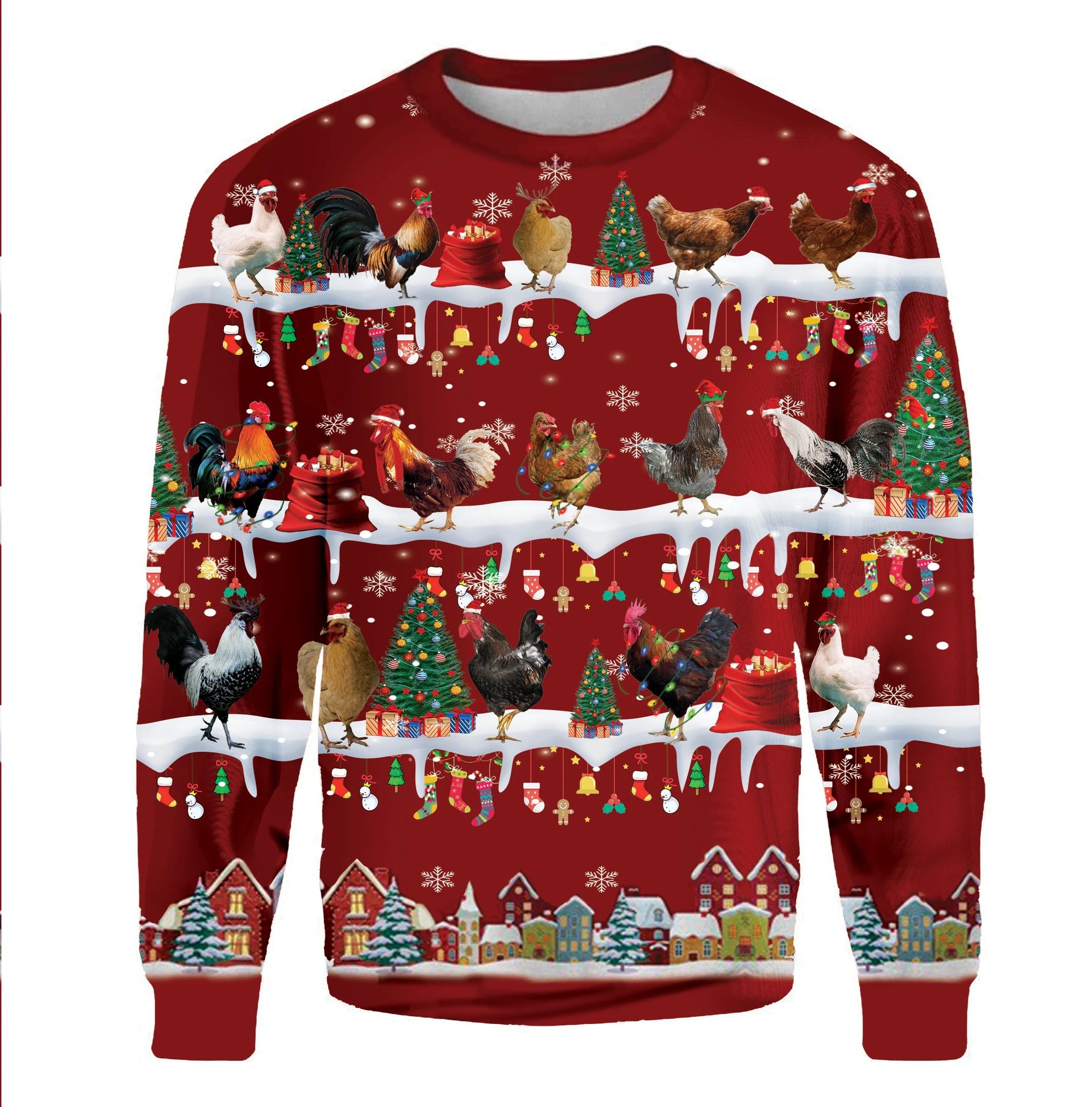 Chicken Christmas Sweater Cute Christmas Sweatshirt Xmas Idea Gift For Chicken Owner - Zadago