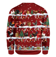 Chicken Christmas Sweater Cute Christmas Sweatshirt Xmas Idea Gift For Chicken Owner - Zadago