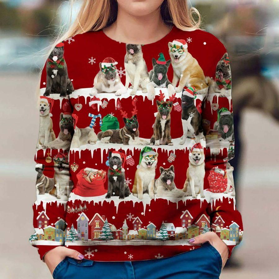 Akita Dog Sweatshirt Cute Ugly Christmas Sweater Christmas Gift Idea For Friend Dog Owner - Zadago