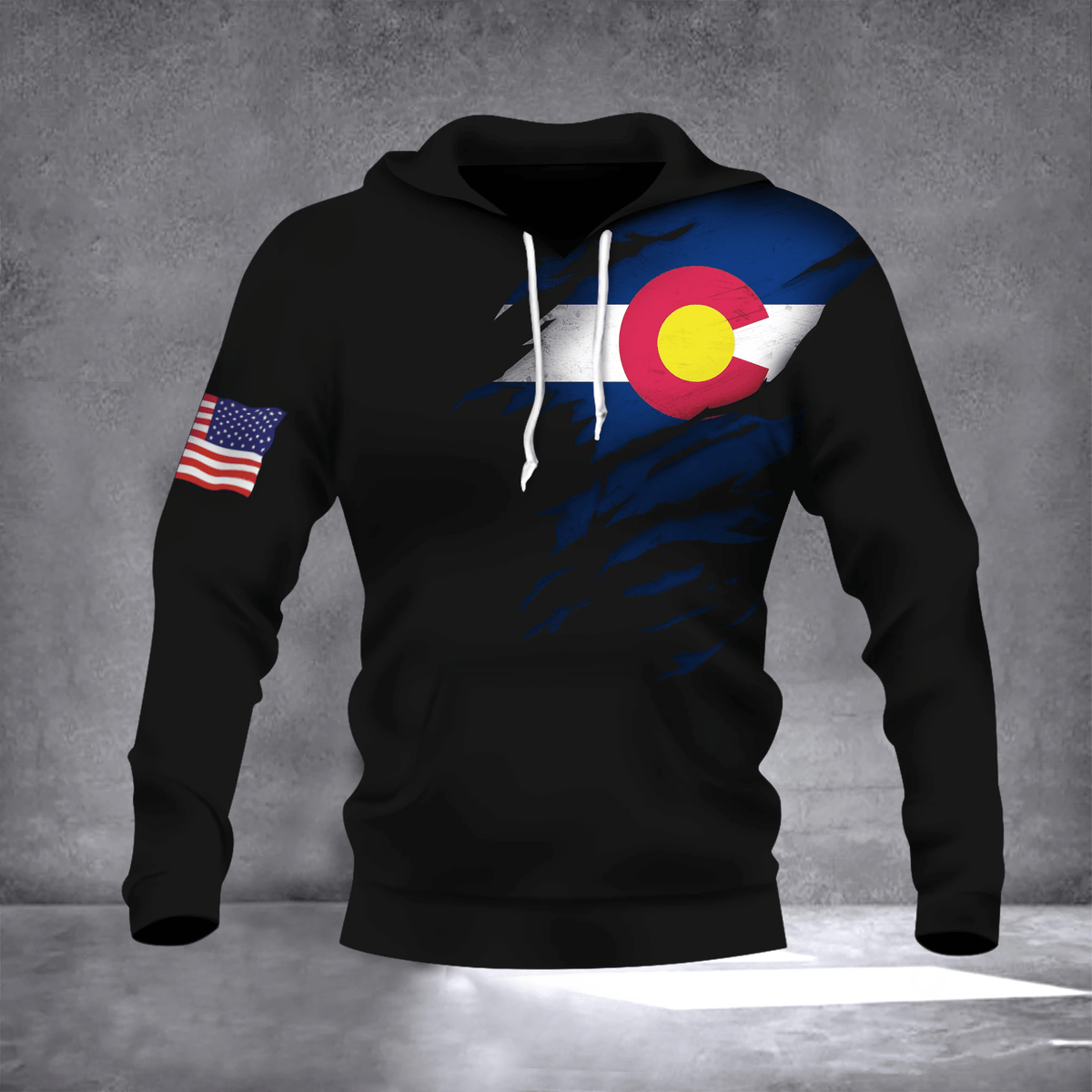 Colorado Flag And US Flag Logo Hoodie Pride Colorado State Flag Hoodie Winter Gift For Coworker - Zadago