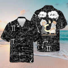 Maths Pythagoras And Einstein Hawaiian Shirt Mens Short Sleeve Button Up Math Lovers Gifts - Zadago