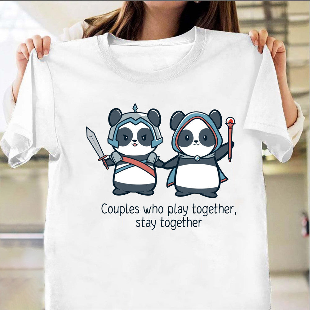 Panda Couples Who Play Together Stay Together Shirt Cute Panda Couple T-Shirt Gifts For Friend - Zadago