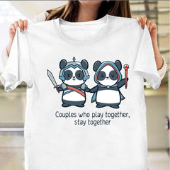 Panda Couples Who Play Together Stay Together Shirt Cute Panda Couple T-Shirt Gifts For Friend - Zadago