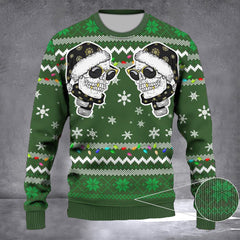 Santa Skull Twins Ugly Christmas Sweater Xmas Christmas Gifts For Twin Brother Sister - Zadago