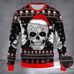 Skull Pattern Ugly Christmas Sweater Horror Christmas Sweater Gifts For Skull Lovers - Zadago