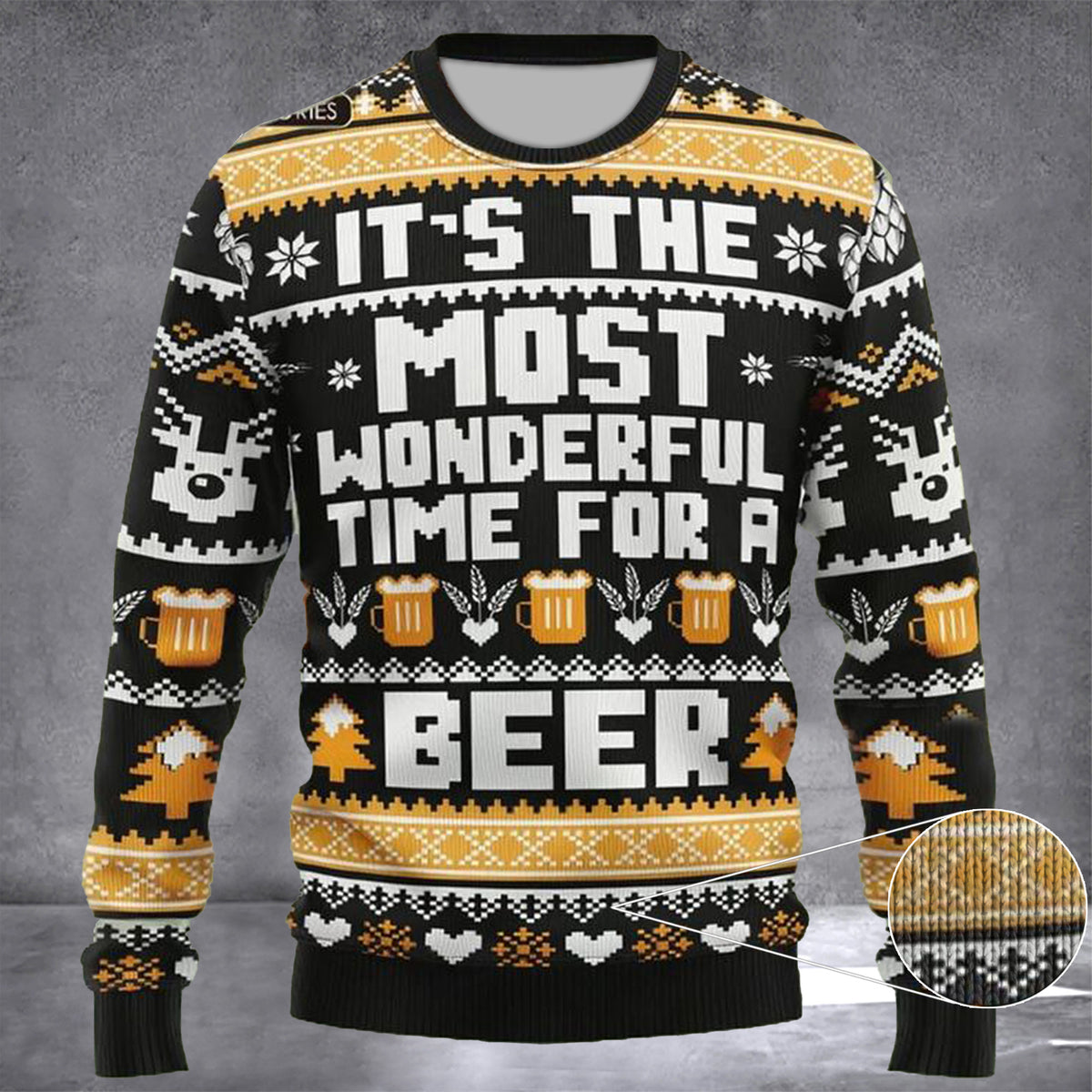 Wonderful Time For A Beer Ugly Christmas Sweater Gifts For Beer Lovers Drinkers - Zadago