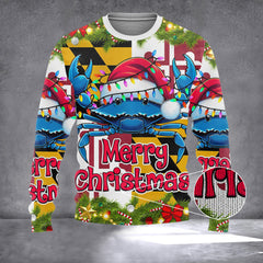 Blue Crab Merry Christmas Maryland Sweater Santa Crab Maryland Clothing Christmas Gifts 2026 - Zadago