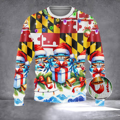 Blue Crabs Merry Christmas Maryland Sweater Blue Crab Maryland Clothing 2026 Christmas Gifts - Zadago