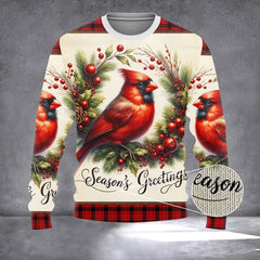 Cardinal Christmas Wreath Sweater Season's Greetings Christmas Sweater Best Gifts For 2026 - Zadago