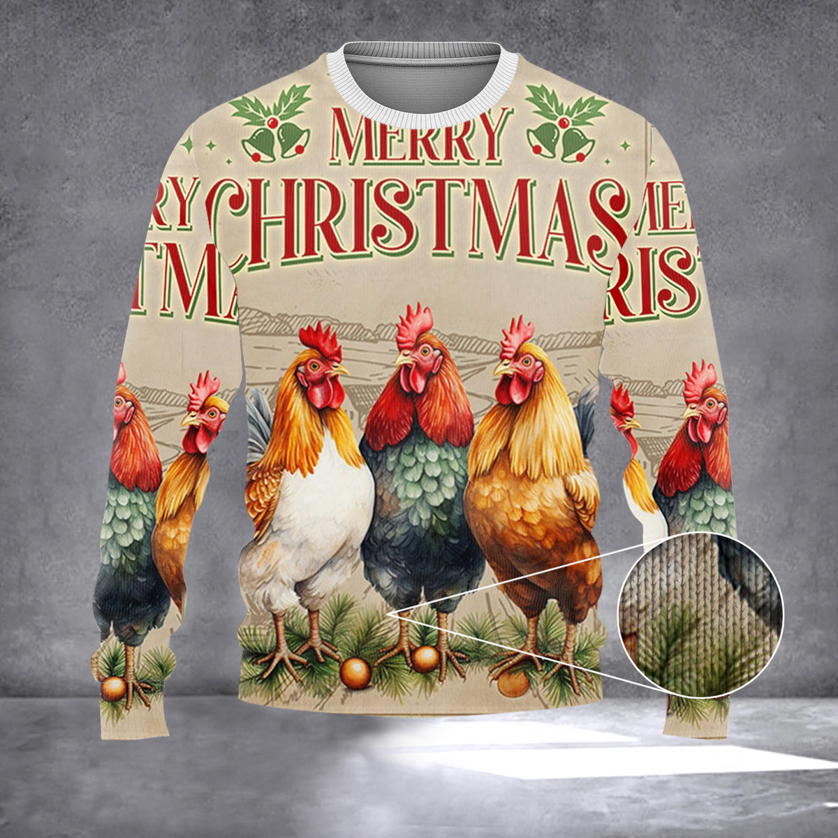 Chickens Merry Christmas Sweater Three Hens With Light Christmas Holiday Sweater Gifts For Xmas - Zadago