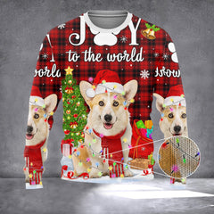 Corgi Joy To The World Christmas Sweater Funny Xmas Clothing Gifts For Corgi Lovers - Zadago