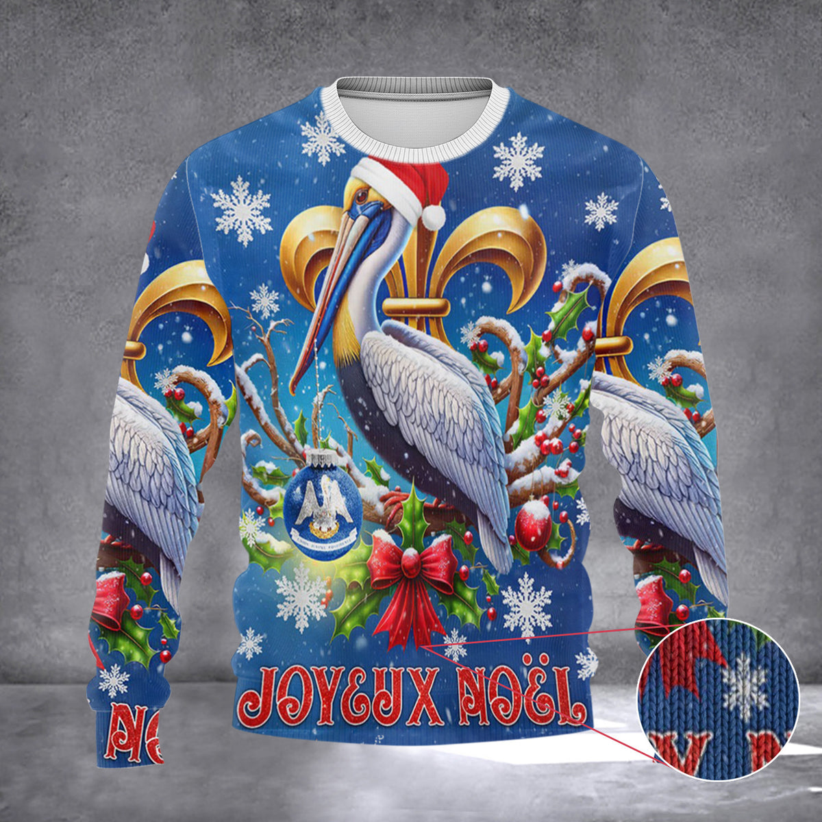 Joyeux Noel Pelican Louisiana Ugly Christmas Sweater Mens Womens Xmas Sweater 2026 - Zadago