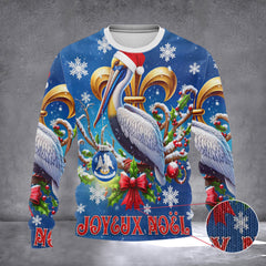 Joyeux Noel Pelican Louisiana Ugly Christmas Sweater Mens Womens Xmas Sweater 2026 - Zadago