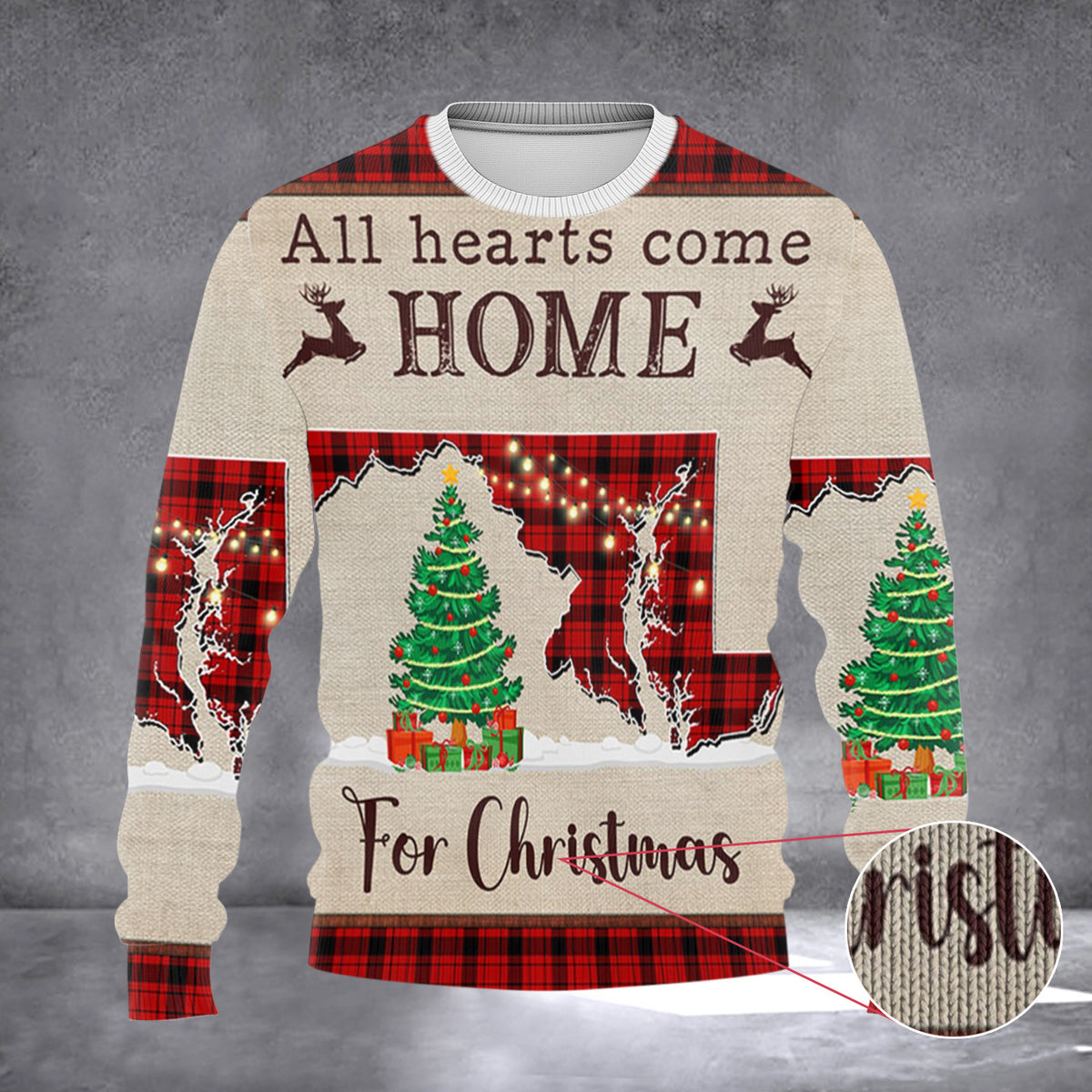 Maryland All Hearts Come Home For Christmas Sweater Ugly Xmas Sweater For Men Women - Zadago