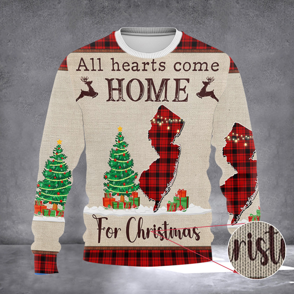 New Jersey All Hearts Come Home Ugly Christmas Sweater NJ Christmas Gifts For Family - Zadago