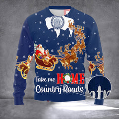 Wyoming Take Me Home Country Roads Christmas Sweater Merry Xmas Wyoming Clothing 2026 Ideas - Zadago