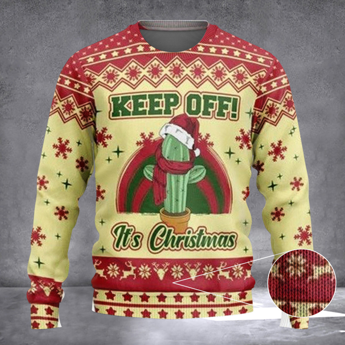 Cactus Keep Off It's Christmas Ugly Sweater Christmas Cactus Sweater Funny Gifts - Zadago