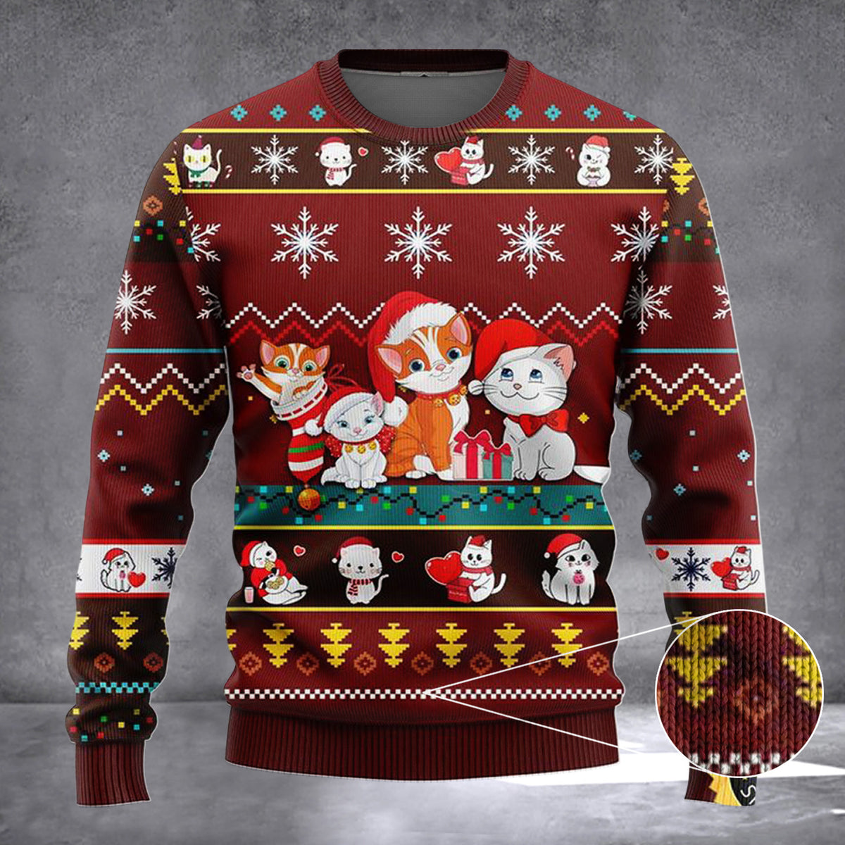 Cat Cartoon Ugly Christmas Sweater Cute Xmas Sweater Gifts For Cat Lovers - Zadago