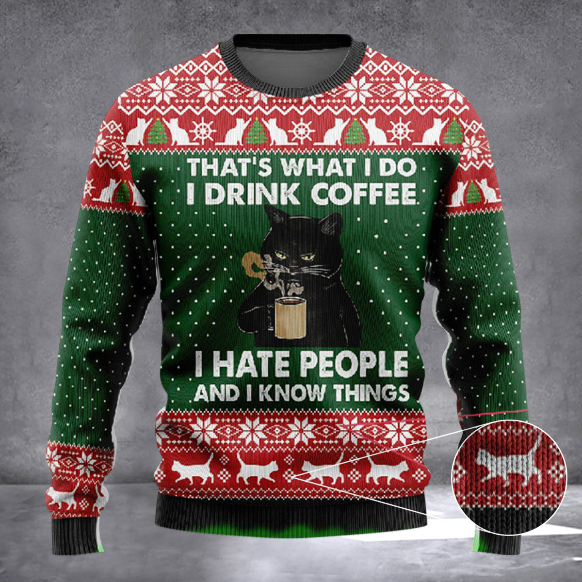 Cat That's What I Do I Read Books I Knitting Ugly Sweater Funny Cat Xmas Sweater Nerds Gifts - Zadago