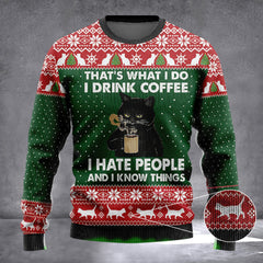 Cat That's What I Do I Read Books I Knitting Ugly Sweater Funny Cat Xmas Sweater Nerds Gifts - Zadago