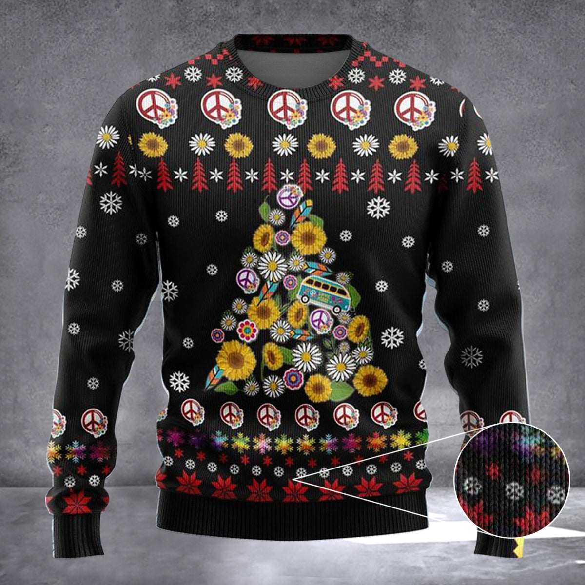 Hippie Xmas Tree Ugly Christmas Sweater Merry Xmas Holiday Sweaters 2026 Gifts - Zadago