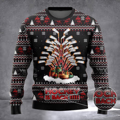 Hockey Is Back Ugly Christmas Sweater Ugly Holiday Sweater Gifts For Hockey Lovers - Zadago
