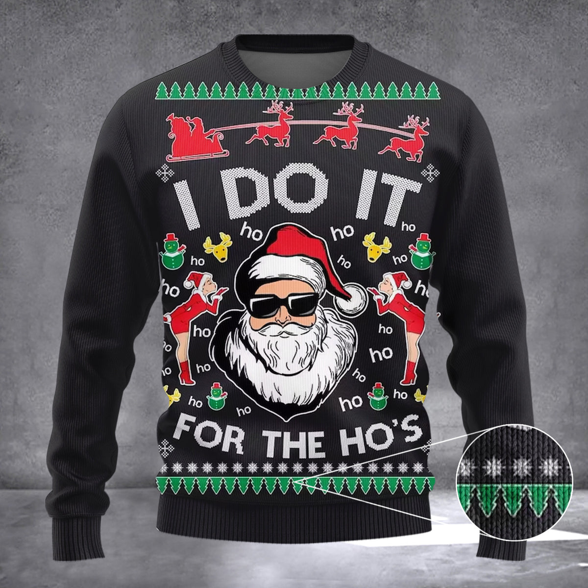 I Do It For The Ho's Ugly Christmas Sweater Sweatshirt Funny Santa Xmas Sweater 2026 Gifts - Zadago