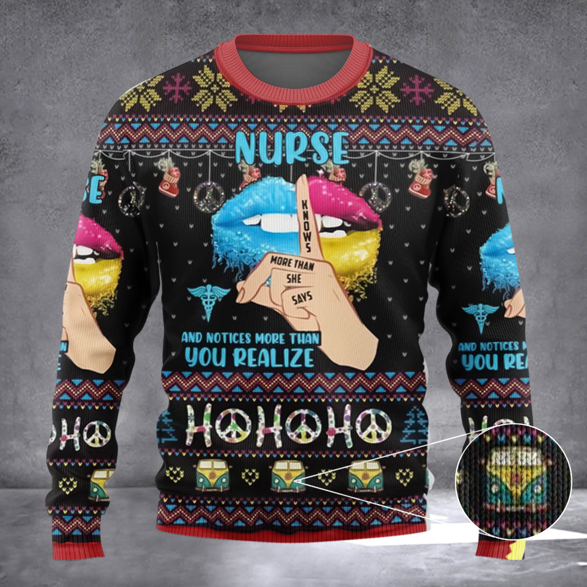 Nurse And Notices More Than You Realize Ugly Xmas Sweater Ho Ho Ho Christmas Sweater Nurse Gift - Zadago