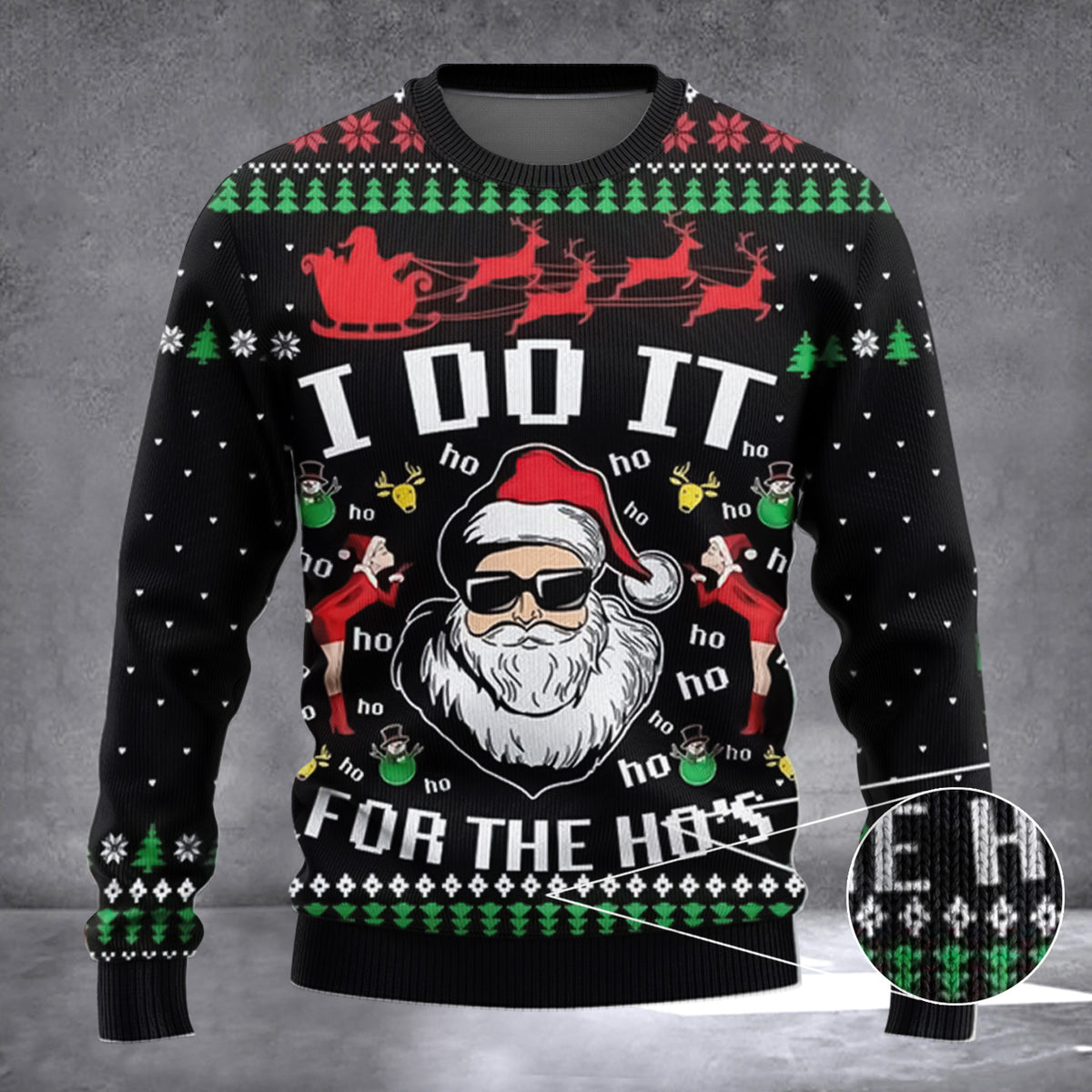 Santa Claus I Do It For The Ho's Ugly Christmas Sweater Funny Santa Xmas Sweater Clothing - Zadago