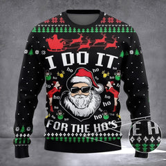 Santa Claus I Do It For The Ho's Ugly Christmas Sweater Funny Santa Xmas Sweater Clothing - Zadago