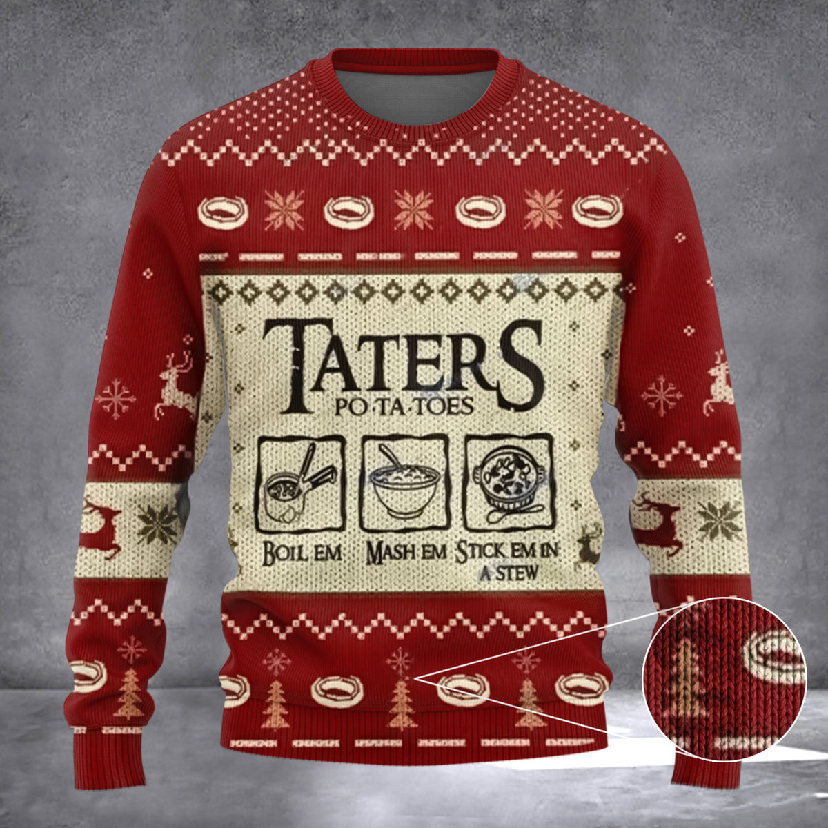 Taters Potatoes Red Ugly Christmas Sweater Merry Christmas Sweater 2026 Gifts For Xmas - Zadago