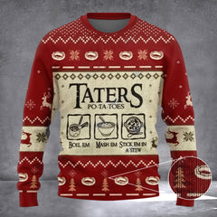 Taters Potatoes Red Ugly Christmas Sweater Merry Christmas Sweater 2026 Gifts For Xmas - Zadago