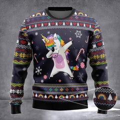 Unicorn Dab Ugly Christmas Sweater Funny Christmas Sweaters For Adults Unicorn Lovers Gifts - Zadago