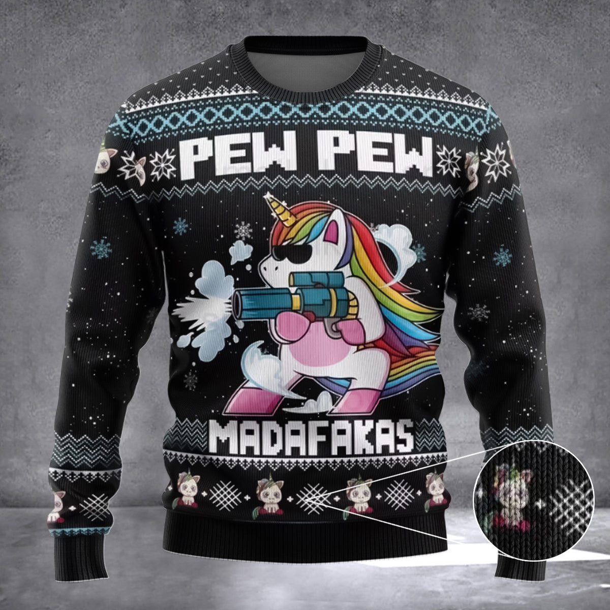 Unicorn Pew Pew Madafakas Ugly Christmas Sweater Unicorn Xmas Sweater Funny Clothing - Zadago