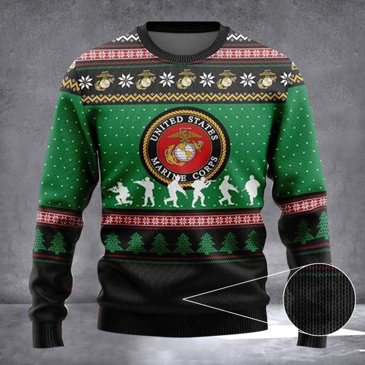 US Marine Corps Ugly Christmas Sweater USMC Veterans Sweater Gifts For Father - Zadago