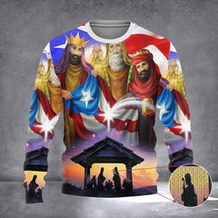 Three Kings Puerto Rico Nativity Of Jesus Ugly Christmas Sweater Best Gifts For Puerto Rican - Zadago