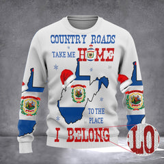 West Virginia Country Roads Take Me Home Ugly Christmas Sweater Great Xmas Gifts 2026 - Zadago