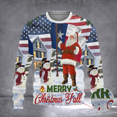 Santa Merry Christmas Y'all Texas Flag Ugly Xmas Sweater Holiday Texas Xmas Gifts - Zadago