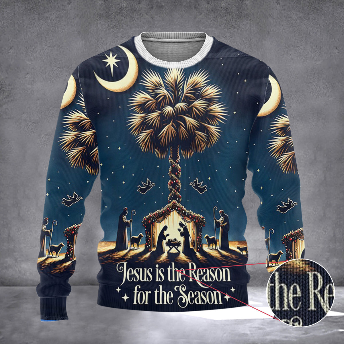 South Carolina Nativity Of Jesus Ugly Christmas Sweater Jesus Is The Reason For Reason - Zadago