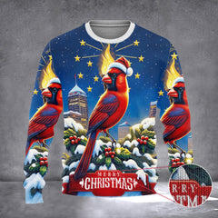 Indiana Christmas Sweater Gold Torch And Cardinal Bird Indiana Sweater Christmas Gifts 2026 - Zadago