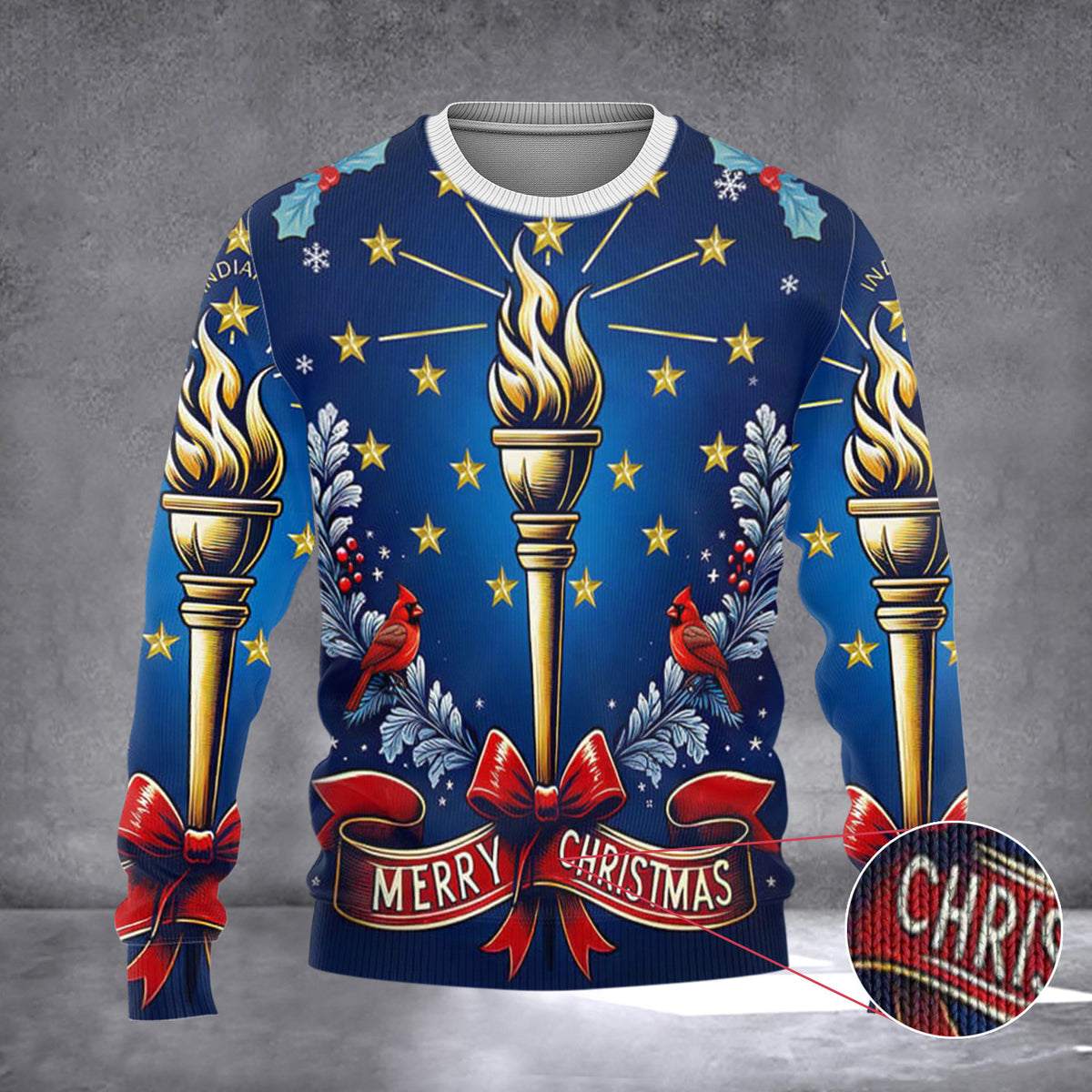 Indiana State Merry Christmas Sweater Torch And Stars Indiana Sweater 2026 Christmas Gifts - Zadago