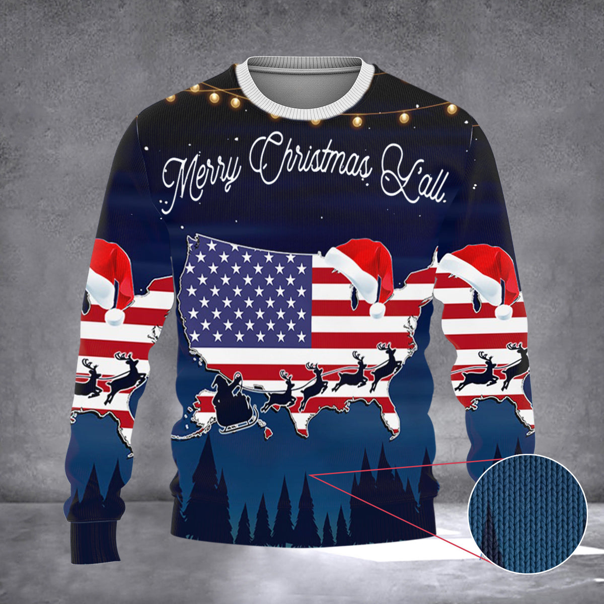 Merry Christmas Y'all American Sweater Patriotic Christmas Clothing Gifts For Husband - Zadago
