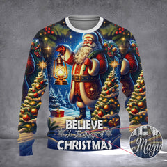 Santa Claus Christmas Sweater Believe In The Magic Of Christmas Santa Sweater Gifts For Friends - Zadago