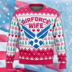 Air Force Wife Christmas Sweater Ugly Xmas Sweater Air Force Wife Gifts - Zadago