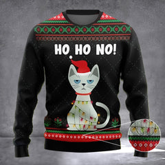 Cat Ho Ho Ho Ugly Christmas Sweater Funny Cat Meme Mens Womens Ugly Xmas Sweater Gifts - Zadago