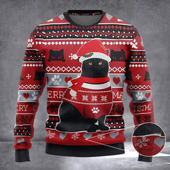 Black Cat Ugly Christmas Sweater Gifts For Black Cat Lovers Christmas For Her - Zadago